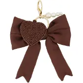 Zusss Satin Bow Keychain With Charms 100% Polyester Dark Choco
