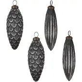 Clayre & Eef Kerstbal Set van 4 Overig Ø 7/6 cm Grijs Glas Kerstballen