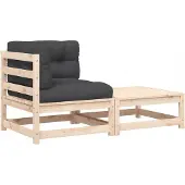 VMP Modulaire Houten Loungeset Tuinbank met Kussens & Voetenbank