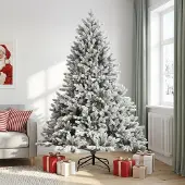vidaXL Kunstmatige Hinged Kerstboom 240 cm PVC en Metalen Groen en Wit