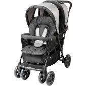 Bambisol kinderduowagen voor tweelingen, geschikt vanaf de geboorte (0 maanden), 2 zitplaatsen naast elkaar, 5-punts veiligheidsgordel, compact opvouwbaar met één hand, inclusief regenbescherming