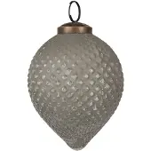 Clayre & Eef Kerstbal Overig Ø 8x10 cm Grijs Glas Kerstballen