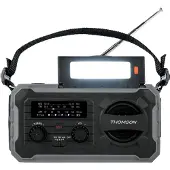 Thomson Noodradio RT280 met zonnepaneel, zaklamp en powerbank, grijs, modelnummer TH390285
