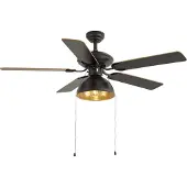 QAZQA Plafondventilator zwart met beige 130cm met trekschakelaar - Mistral Magna