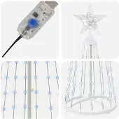 vidaXL Led-kegelkerstboom 180 cm 250 LED's Blauw Staal Wit