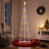vidaXL Led-kegelkerstboom 250 cm 470 LED's Meerkleurig Staal Wit