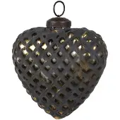 Clayre & Eef Kerstbal Overig 10x4x11 cm Zwart Glas Kerstballen