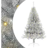 vidaXL Kunststof Voorverlichte Kerstboom met 150 LED Zilver 120 cm PET