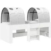 vidaXL Bed met luifel, 3 stuks, wit, van houtvezel