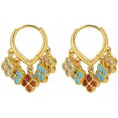 LanLivia Oorbellen aqua / goud / rood / transparant