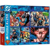 Trefl Puzzel DC 4 x 250 stukjes. Superman: Moed, 250 stukjes, Comics, vanaf 7 jaar