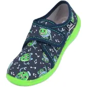 Beck Huisschoenen 'Robots' navy / lichtblauw / limoen / wit