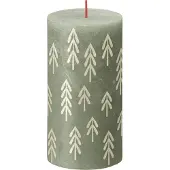 Bolsius - Rustieke kaars - 4 Stuks - Groen met print - 13cm - Kerst patroon