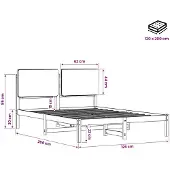 vidaXL Bedframe met gestoffeerd hoofdbord Naturel en lichtgrijs