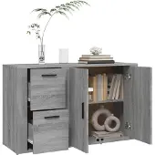 vidaXL Dressoir 100x33x59,5 cm bewerkt hout grijs sonoma eikenkleurig