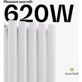 Blumfeldt Heizkörper Middenaansluiting - 620 W Wandverwarming, Staal Poedercoating, Dubbelwandig, Energiebesparende Warmwaterwerking, Designverwarming Voor Bad & Woonruimtes, 120x30 cm, Wit