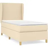 vidaXL Boxspring met matras stof crèmekleurig 160x200 cm