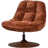 Woood Elvi Draaifauteuil - Chenille Structuur - Roestbruin - 81x73x84