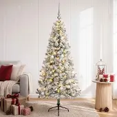vidaXL Kunstkerstboom met kerstbal 150 cm 150 LED's Warmwit