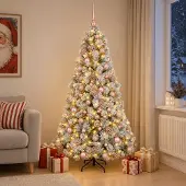 vidaXL Kunstkerstboom met kerstbal 180 cm 300 LED's Warmwit