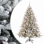 vidaXL Kunstkerstboom met kerstbal 180 cm 300 LED's Warmwit
