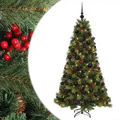 vidaXL Kunstkerstboom met kerstbal 180 cm 300 LED's Warmwit