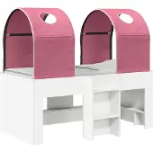 vidaXL Bed met Tunnel 3 st Wit en Roze Bewerkt hout