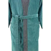 Cawö Heren Badjas 5840 Velours Kimono - Turkis 48