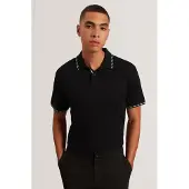 Ted Baker Ss House Check Jacquard Zwarte Poloshirt