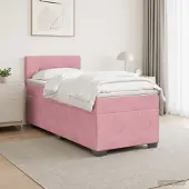 vidaXL Boxspringbed met matras met hoofdeinde Roze 90 x 200 cm Fluweel
