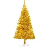 vidaXL Kunstkerstboom met standaard 120 cm PET goudkleurig