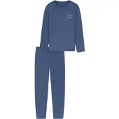 Schiesser Pyjama lang 'Modern Essentials' blauw
