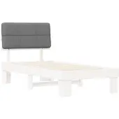 vidaXL Bedframe met Gevoerde Hoofdbord Wit en lichtgrijs 90 x 200 cm