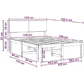 vidaXL Tweepersoonsbed met hoofdbord ROSTOCK Donkerbruin 135 x 190 cm