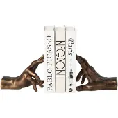 J-Line Boekensteun Handen Polyresin Brons Set van 2