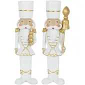 J-Line Notenkraker Resine Wit/Goud Large Set van 2 H26cm