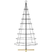 vidaXL Kerst Cone Boom met standaard Zwart 210 cm Staal
