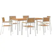 vidaXL Buiten Eettafel Set 7 st 180 x 90 x 75 cm
