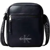 Calvin Klein Schoudertas 'Monologo Webbing Strap' grijs / zwart / wit