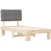 vidaXL Bedframe met Gevoerde Hoofdbord Naturel en lichtgrijs