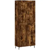 vidaXL Hoge kast 69,5x34x180 cm bewerkt hout gerookt eikenkleurig