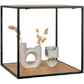 QUVIO Wandplank Gothenburg - Eikenhouten look - Zwart frame - 36x36x36 cm