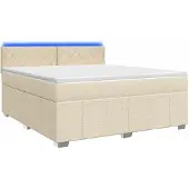 vidaXL Boxspringbed met matras, crème kleur, 140 x 200 cm, gestoffeerd