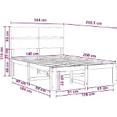 vidaXL Tweepersoonsbed met hoofdbord ROSTOCK Donkerbruin 140 x 200 cm