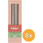 Bolsius 8x Gotische kaarsen 245/24 doos 4 Light Taupe (4 stuks)