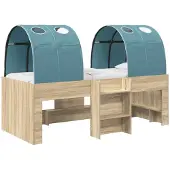 vidaXL Kinderhoogslaper met tunnel 3 st Sonoma Eiken en Lichtblauw