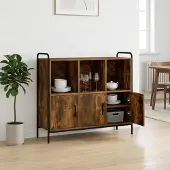 vidaXL Dressoir Gerookt eiken 97 x 33 x 81 cm Bewerkt hout