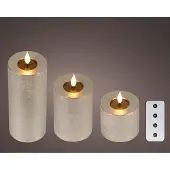 Lumineo LED kaars 3dlg Ø7,5 Champagne Champagne Wax Led kaars