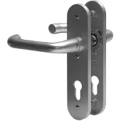 Nemef 3253 S Beslag kortschild afgerond | D kruk-kruk | beslagset | geveerd | krukstift 8mm | F1 aluminium | KE55-KE55 - 9325319550