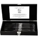 Laguiole Luxury Line steakmessen - zwart - ebbenhout - 6 stuks
